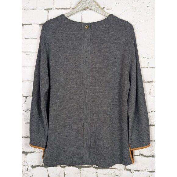 SOFT SURROUNDINGS Wool-Blend Tunic Minimalist Lagenlook Stretch Knit Gray Large - Picture 3 of 5